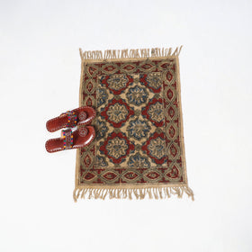 Red Warangal Weave Kalamkari Block Print Cotton Mat