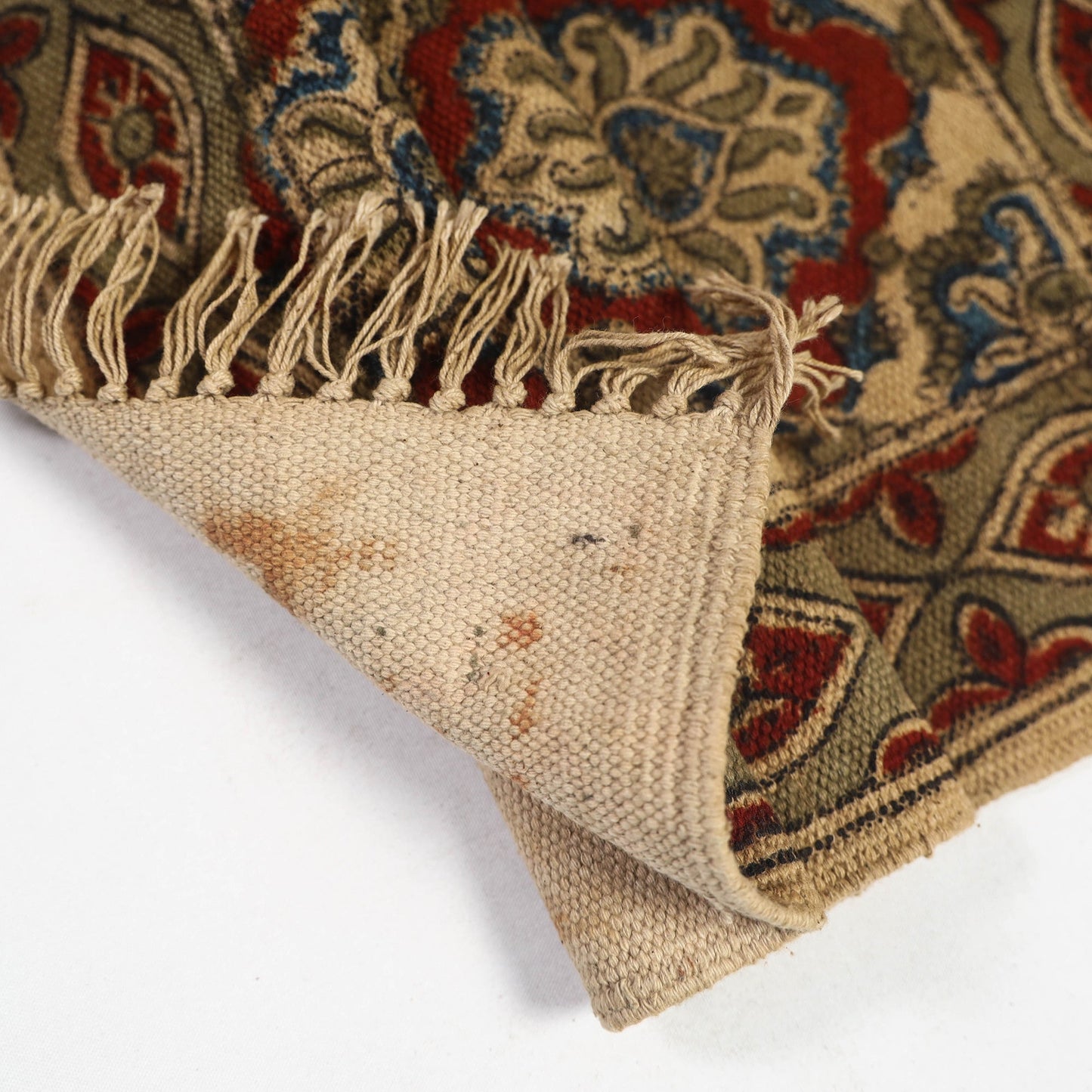 Red Warangal Weave Kalamkari Block Print Cotton Mat