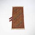 Red Warangal Weave Kalamkari Block Printed Cotton Carpet / Durrie / Rug
