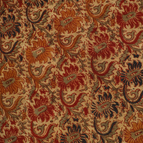 Red Warangal Weave Kalamkari Block Printed Cotton Carpet / Durrie / Rug