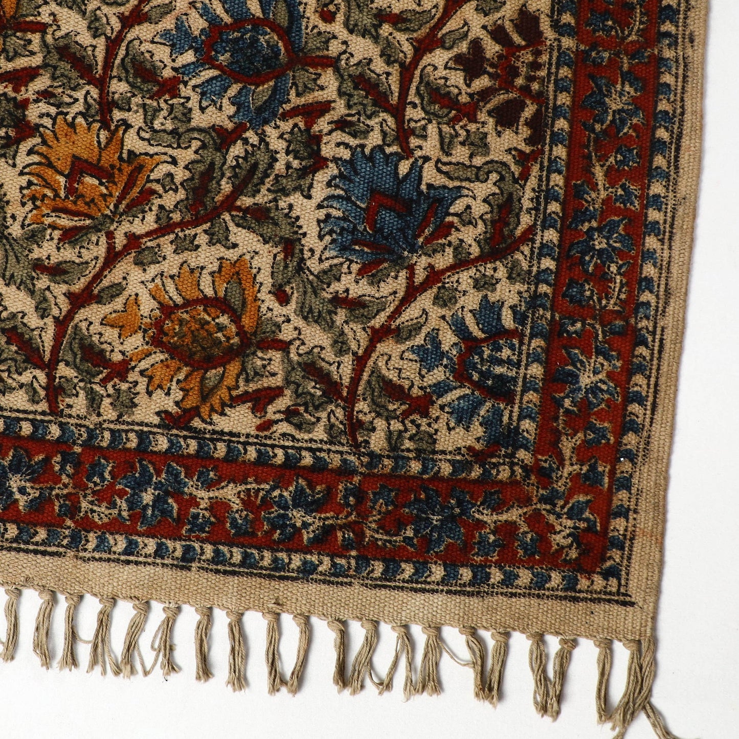  Warangal Weave Kalamkari Block Printed Cotton Mat (26 x 22 in) 11 