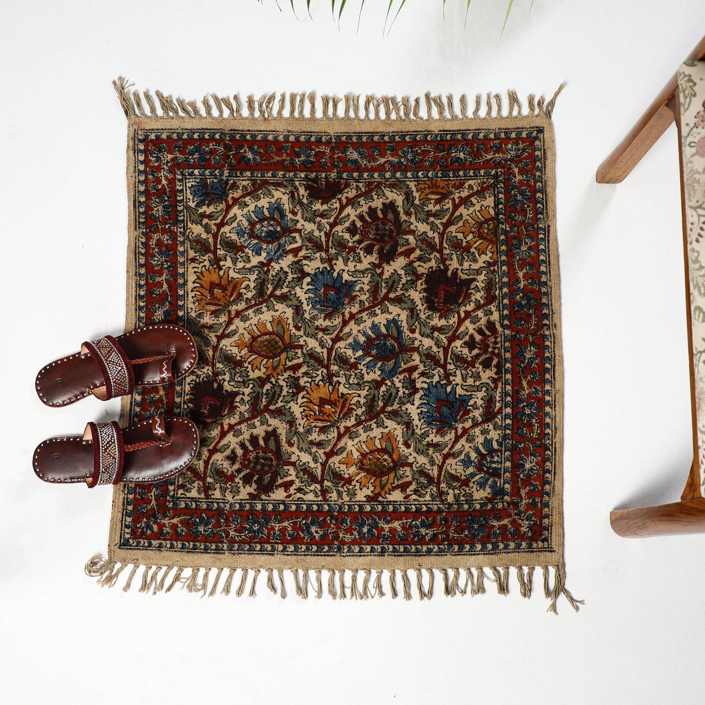  Warangal Weave Kalamkari Block Printed Cotton Mat (26 x 22 in) 11 