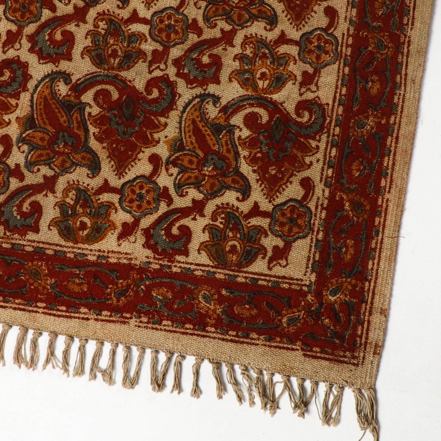  Warangal Weave Kalamkari Block Printed Cotton Mat (26 x 22 in) 17 