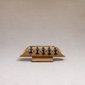 Warli handpainted hand carved natural bamboo wood phone