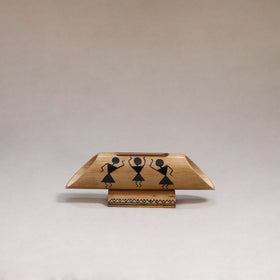 Warli handpainted hand carved natural bamboo wood phone