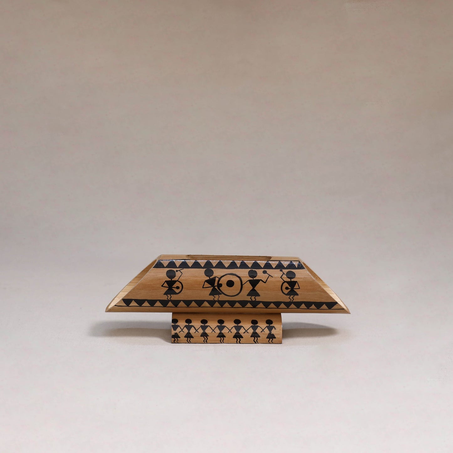 Warli handpainted hand carved natural bamboo wood phone