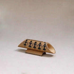 Warli handpainted hand carved natural bamboo wood phone