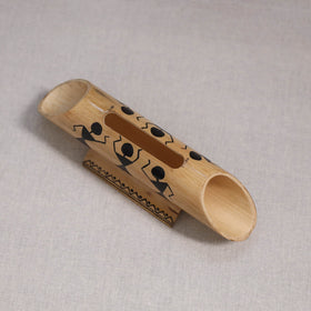 Warli handpainted hand carved natural bamboo wood phone