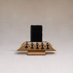 Warli handpainted hand carved natural bamboo wood phone