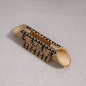 Warli handpainted hand carved natural bamboo wood phone