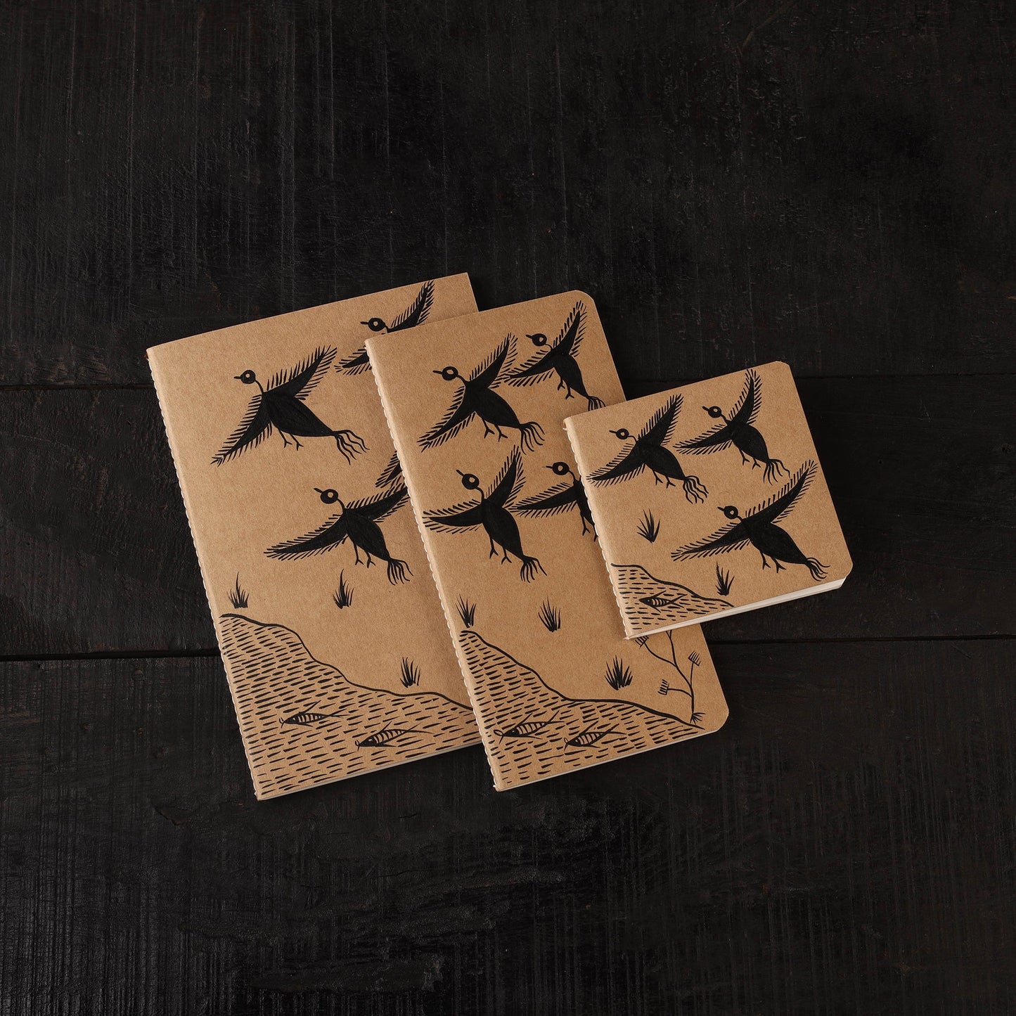 Warli handpainted handmade paper diaries (set of 3) 13