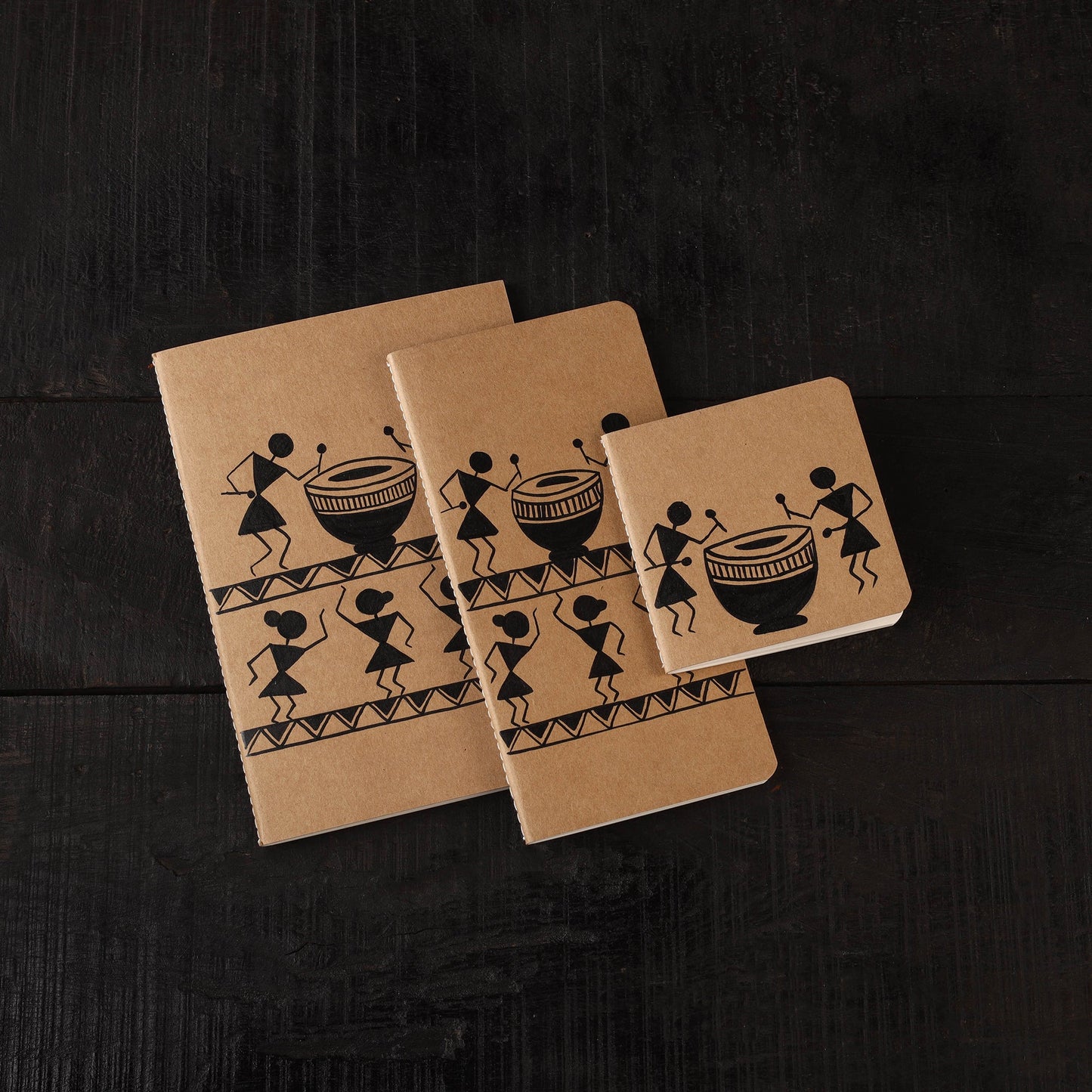 Warli handpainted handmade paper diaries (set of 3) 14
