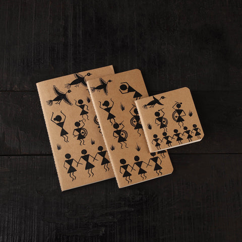 Warli handpainted handmade paper diaries (set of 3) 19