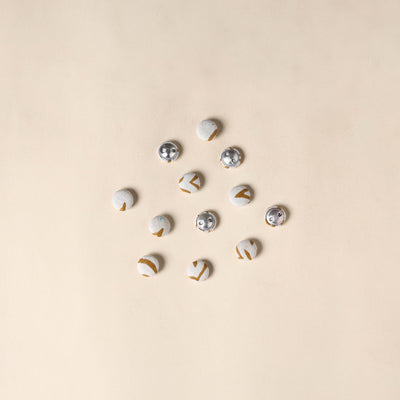  White Handmade Fabric Button Small at iTokri