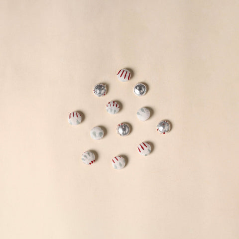  White Handmade Fabric Button Small at iTokri