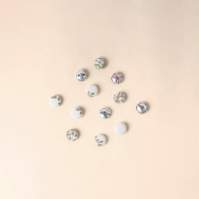  White Handmade Fabric Button Small at iTokri