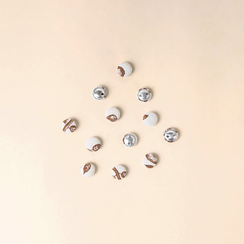  White Handmade Fabric Button Small at iTokri