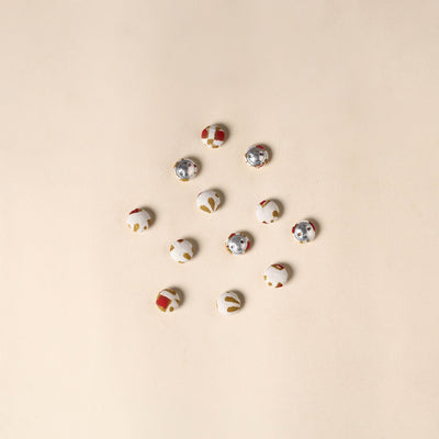  White Handmade Fabric Button Small at iTokri