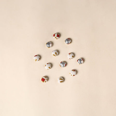  White Handmade Fabric Button Small at iTokri