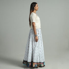 White - 24 kali cotton pochampally ikat skirt 04