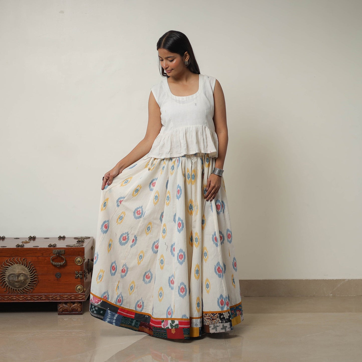 Buy 24 Kali Cotton Pochampally Ikat Skirt