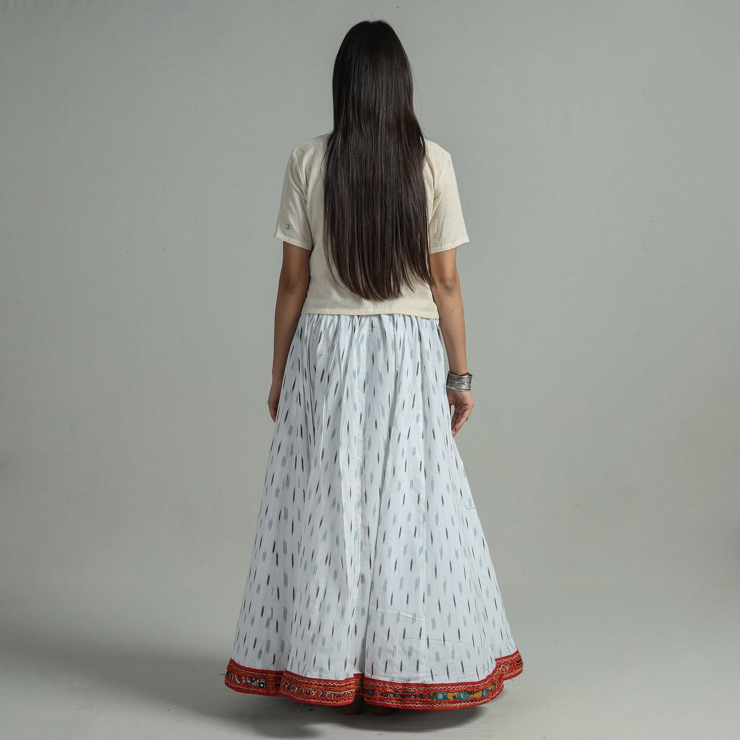 White - 24 kali cotton pochampally ikat skirt 26