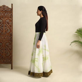 Buy 24 Kali White Patchwork Cotton Long Shibori Tie-Dye Skirt