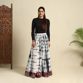 Buy 24 Kali White Patchwork Cotton Long Shibori Tie-Dye Skirt