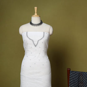 White - 2pc cotton unstitched hand embroidery kota doria
