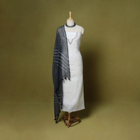 White - 2pc cotton unstitched hand embroidery kota doria