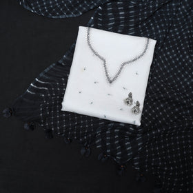 White - 2pc cotton unstitched hand embroidery kota doria