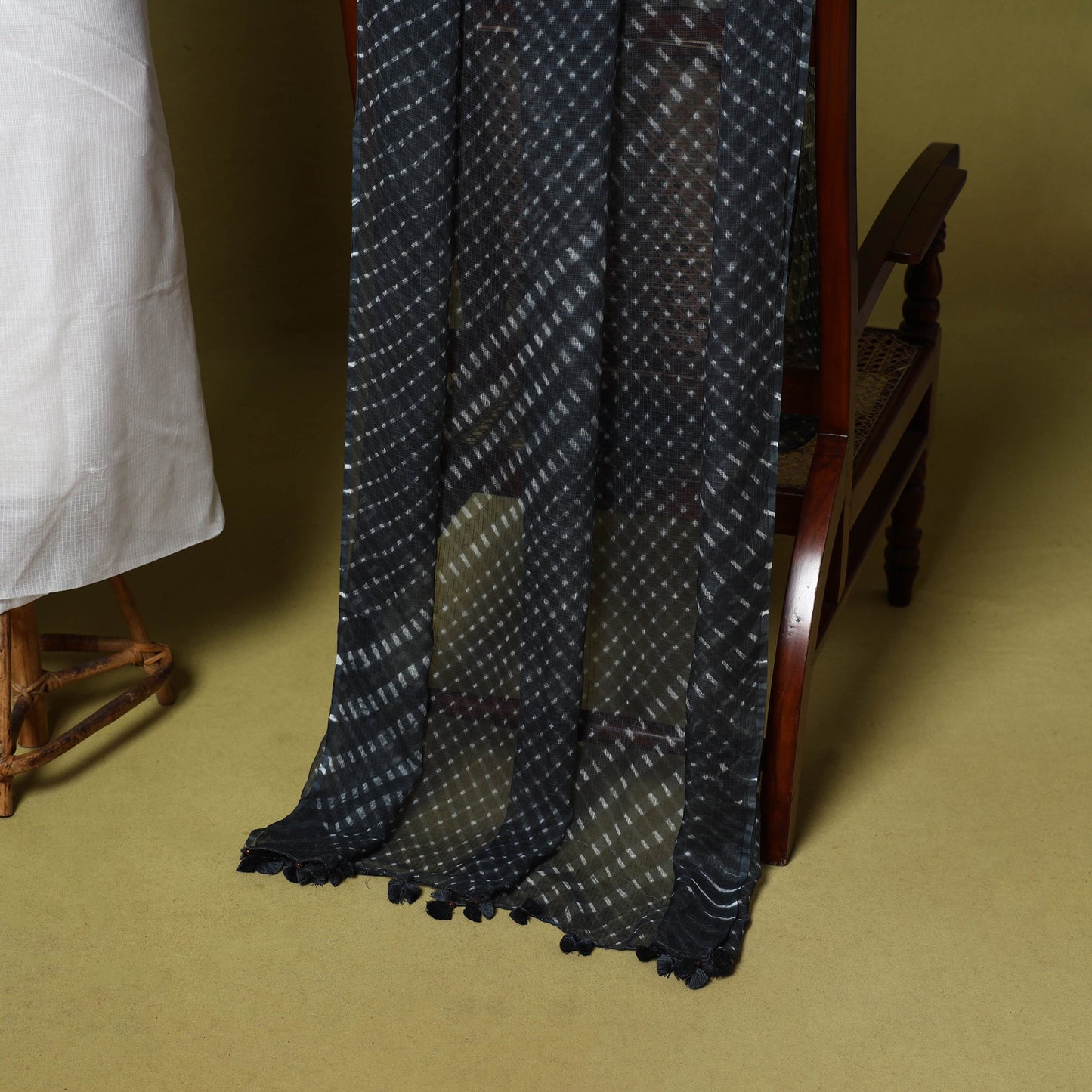 White - 2pc cotton unstitched hand embroidery kota doria