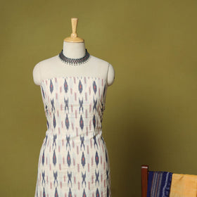 White - 2pc cotton unstitched pochampally ikat dress