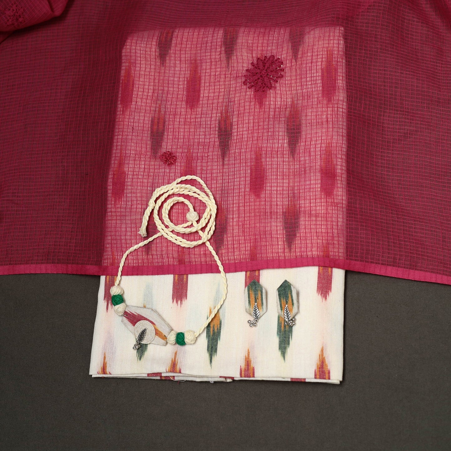 2pc cotton unstitched pochampally ikat dress material