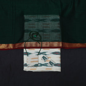 White - 2pc cotton unstitched pochampally ikat dress