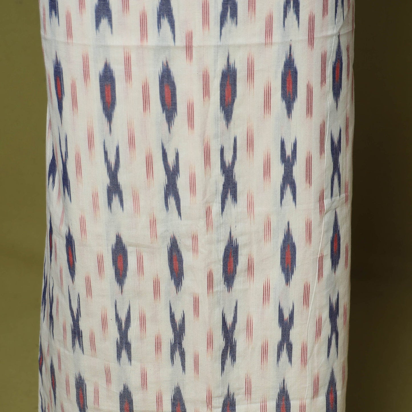 White - 2pc cotton unstitched pochampally ikat dress