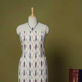 White - 2pc cotton unstitched pochampally ikat dress