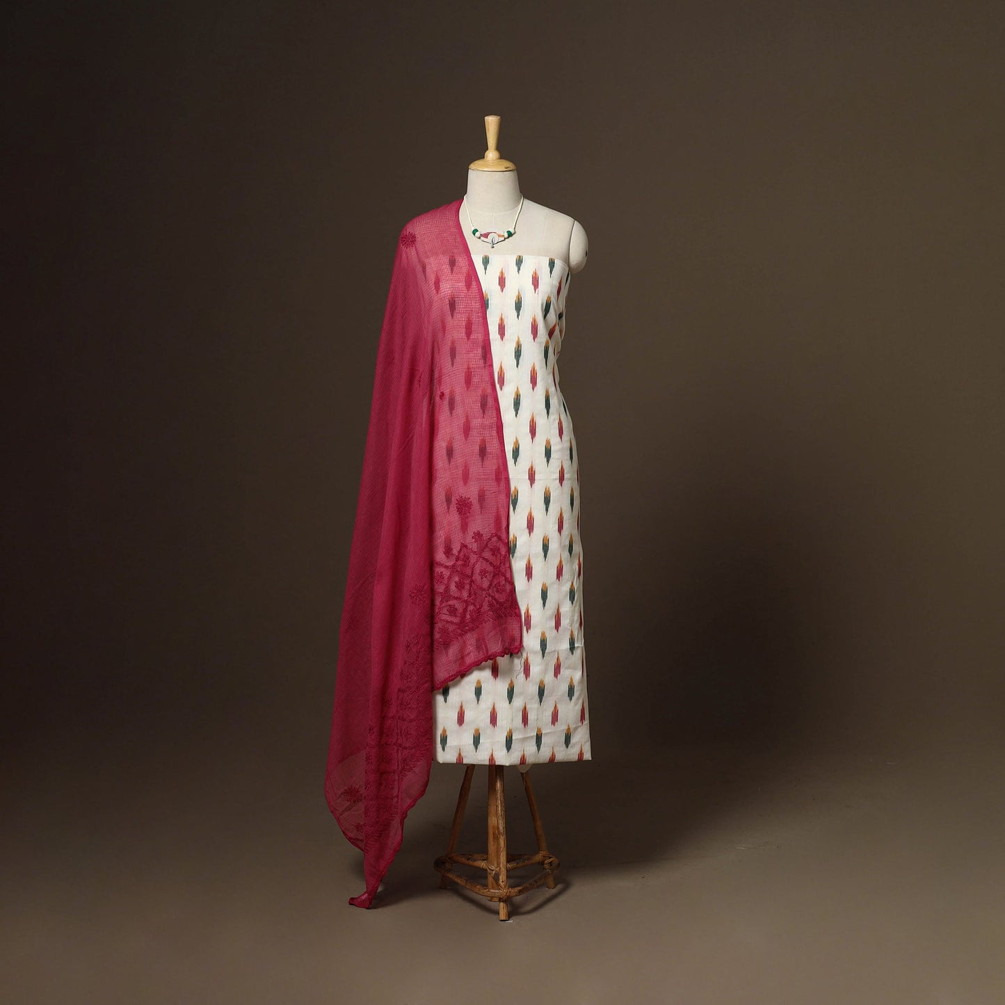 2pc cotton unstitched pochampally ikat dress material