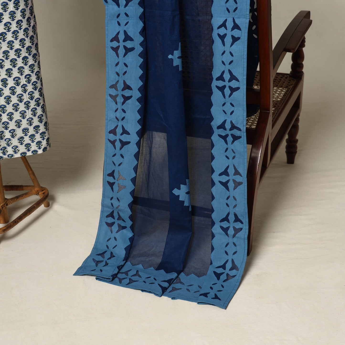 White - 2pc cotton unstitched sanganeri dress material