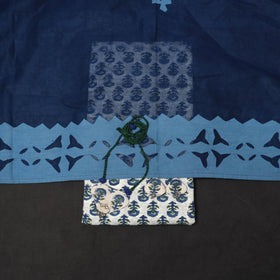 White - 2pc cotton unstitched sanganeri dress material