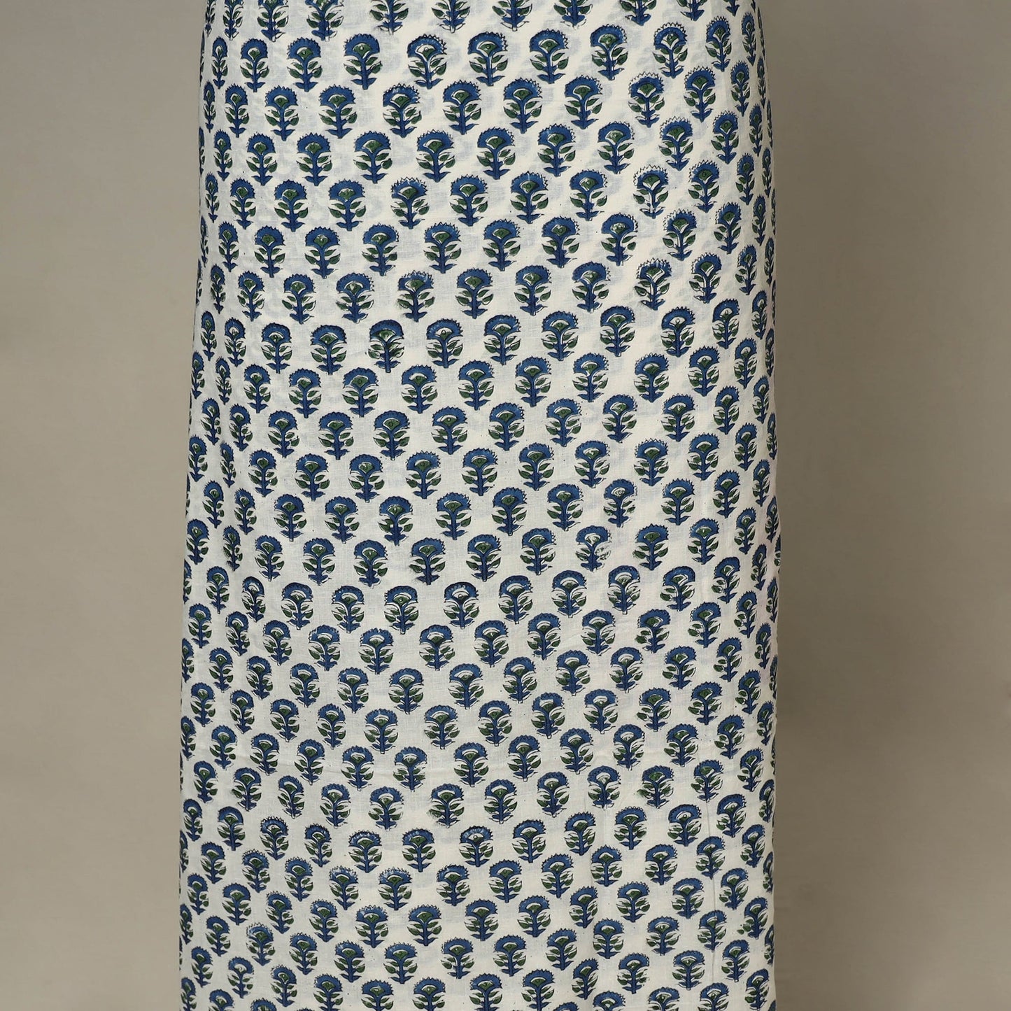 White - 2pc cotton unstitched sanganeri dress material