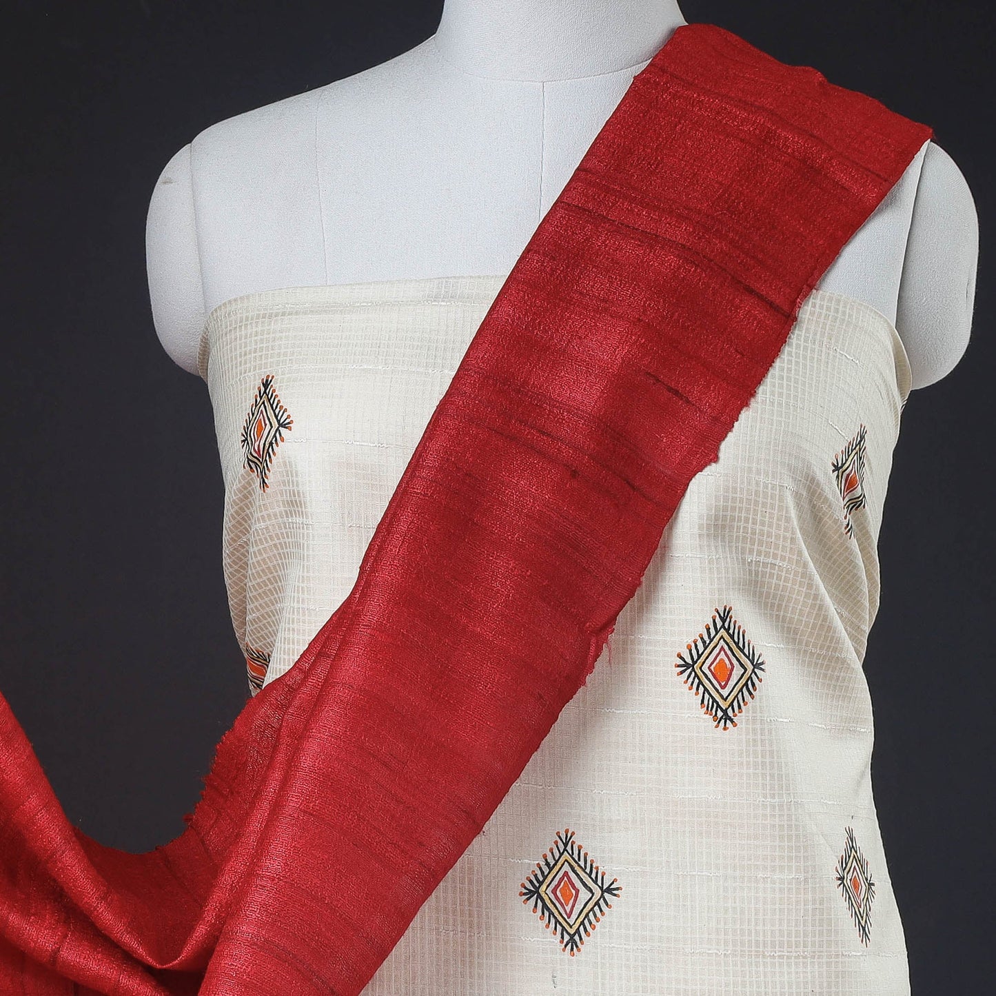  2pc Godna Handpainted Tussar Silk Suit Material Set 