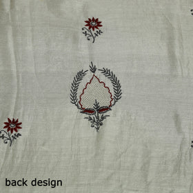 2pc White Hand Embroidery Chanderi Silk Chikankari Dress Material