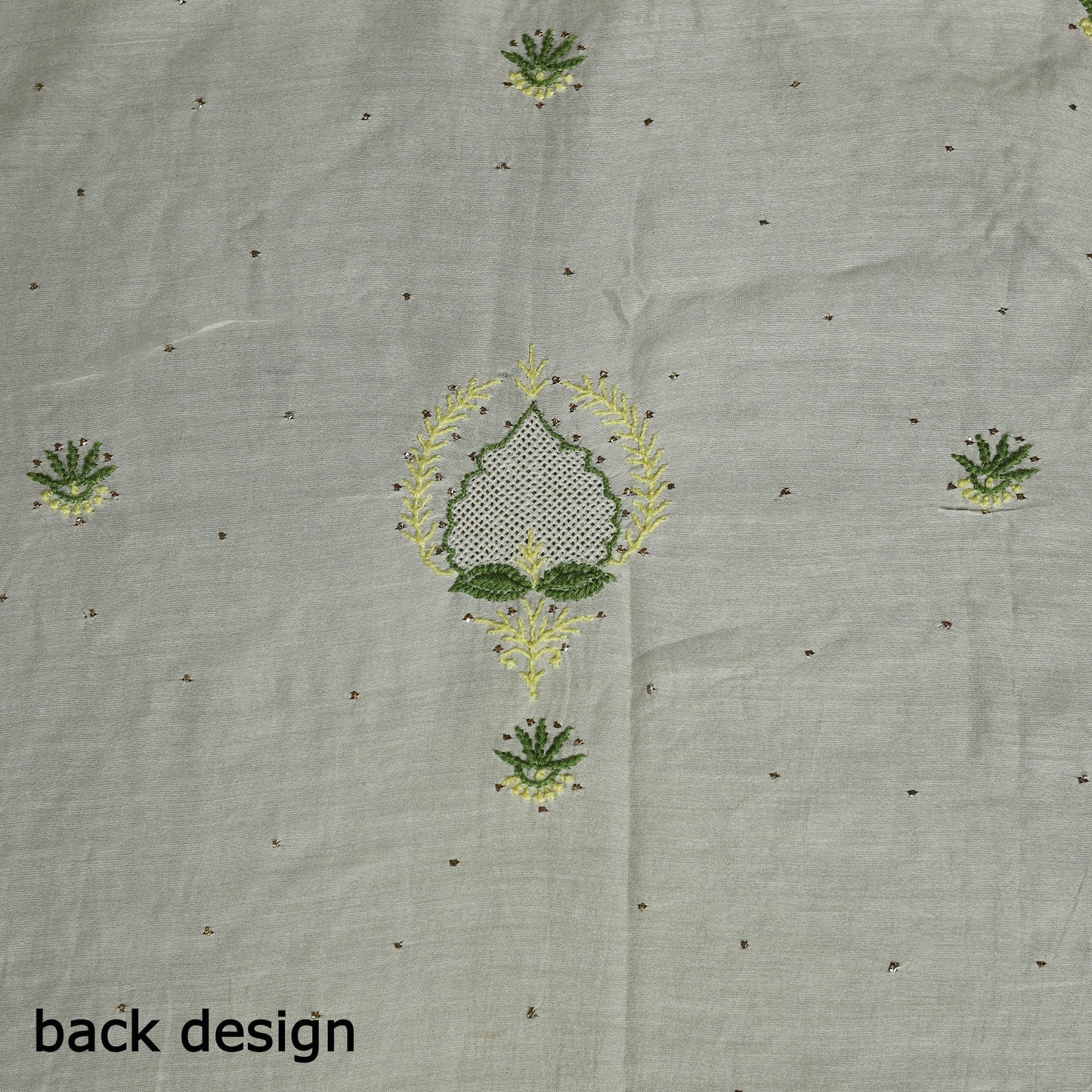 2pc White Hand Embroidery Chanderi Silk Chikankari Dress Material