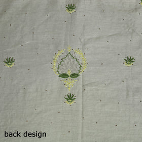 2pc White Hand Embroidery Chanderi Silk Chikankari Dress Material