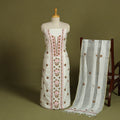 Buy 2pc White Hand Embroidery Chanderi Silk Chikankari Dress Material