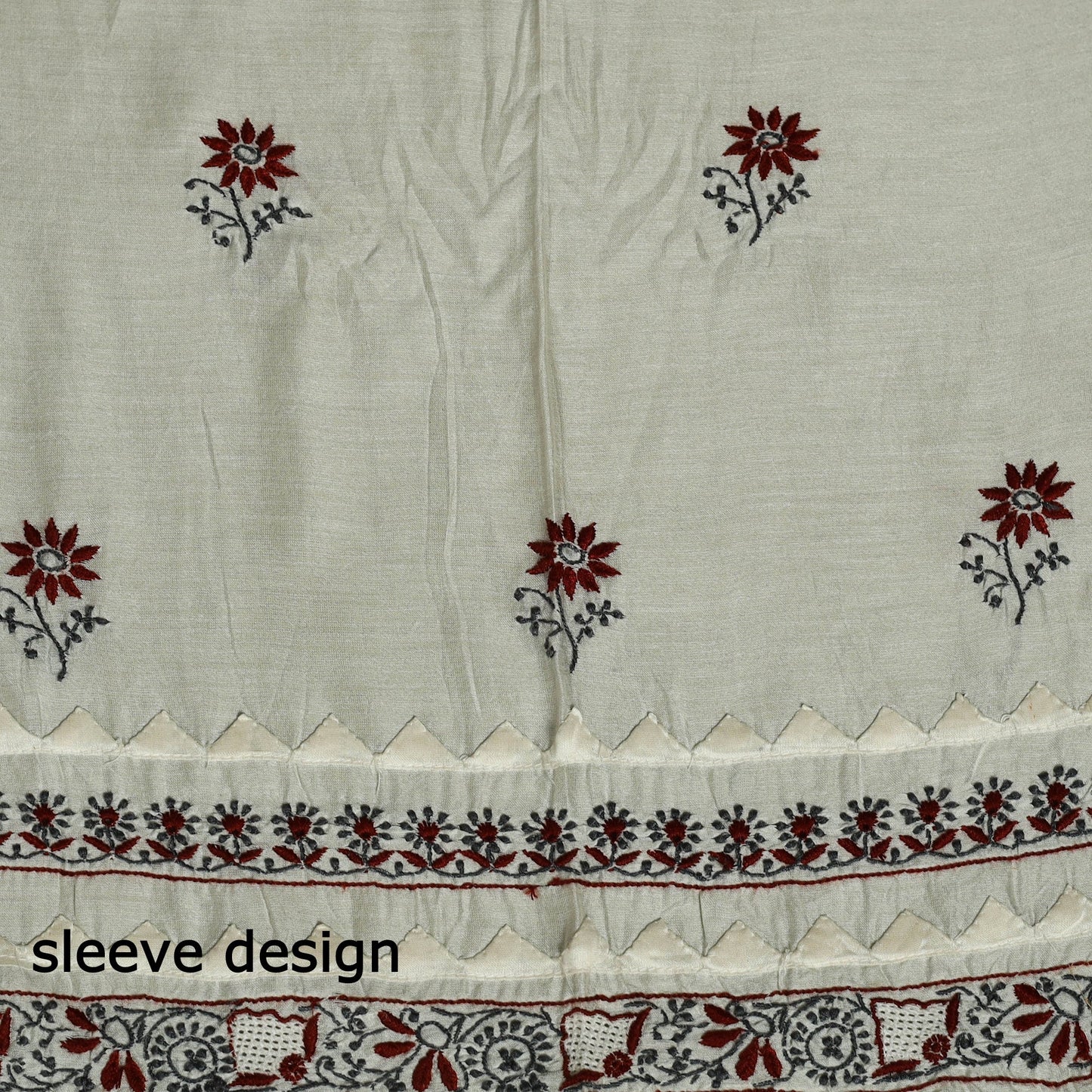 2pc White Hand Embroidery Chanderi Silk Chikankari Dress Material