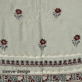 2pc White Hand Embroidery Chanderi Silk Chikankari Dress Material