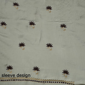 2pc White Hand Embroidery Chanderi Silk Chikankari Dress Material
