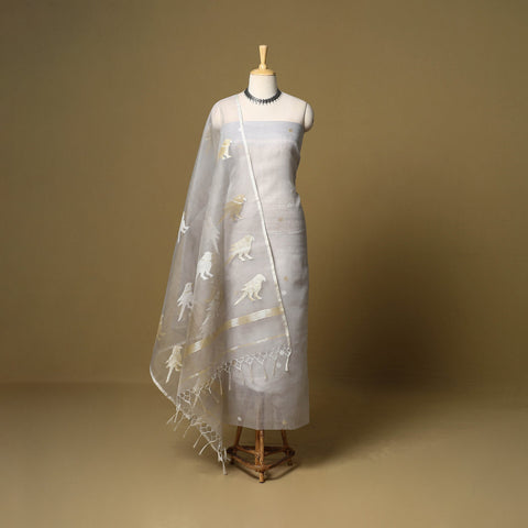 2pc handloom mulberry silk unstitched phulia jamdani dress